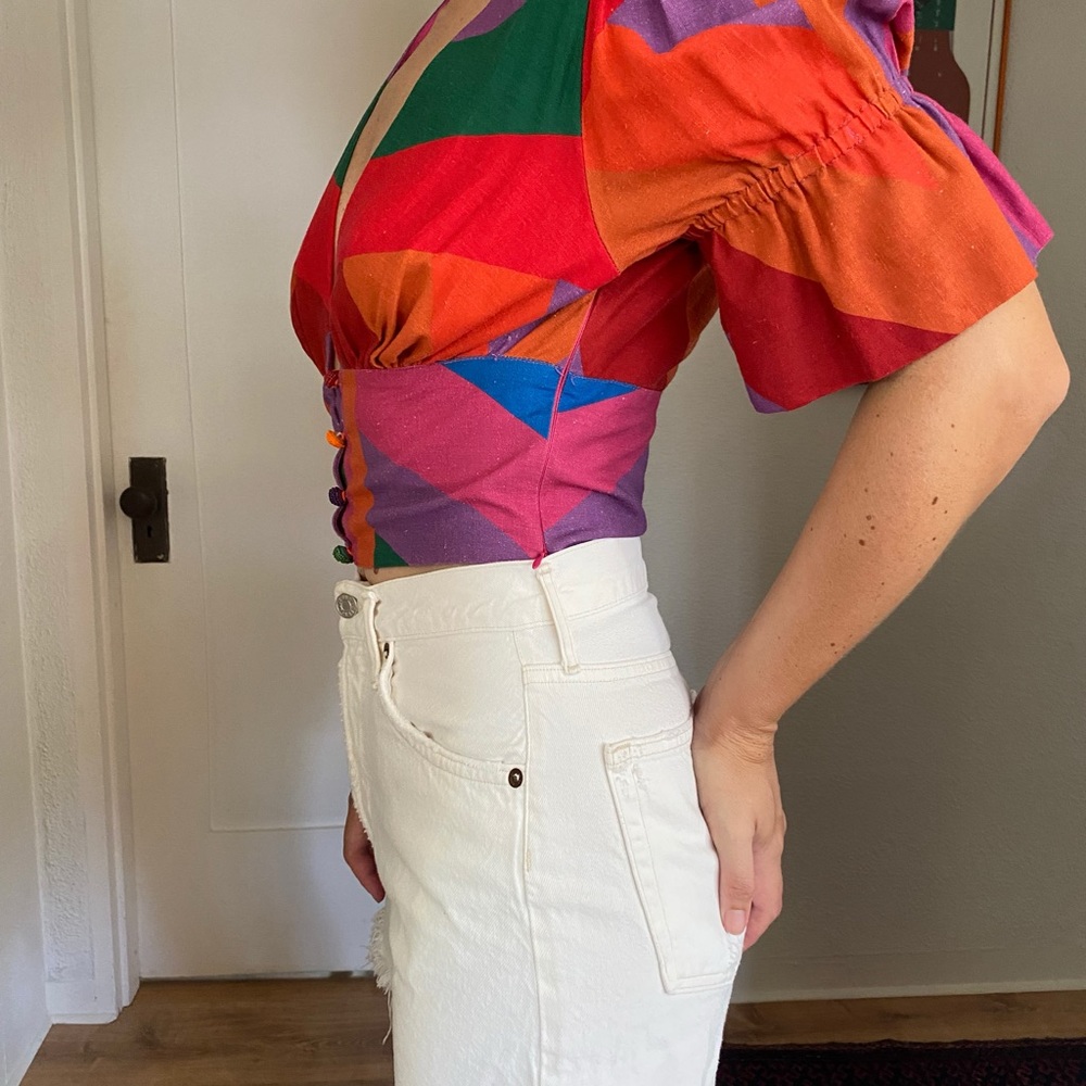 Farm Rio linen blend crop blouse - Picture 5 of 5